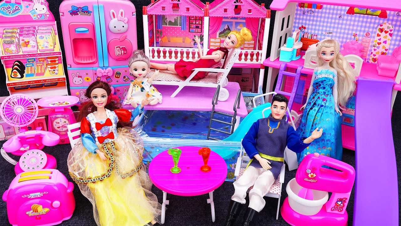 14 Minutes Satisfying with Unboxing Barbie Bedroom Dress Up & Swing Slide Playset ASMR | Review Toys