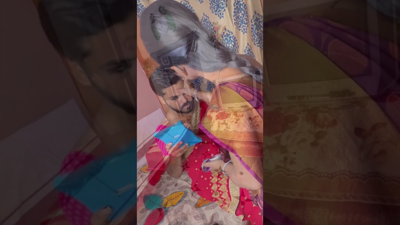 boys wearing mother saree with blouse 