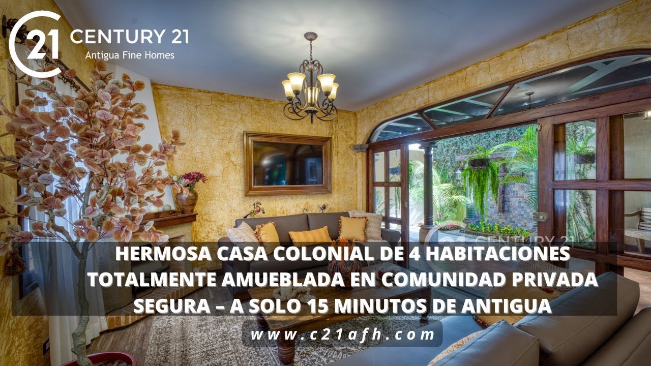 Casa Colonial de 4 Habitaciones Totalmente Amueblada – A Solo 15 Minutos de Antigua, Guatemala