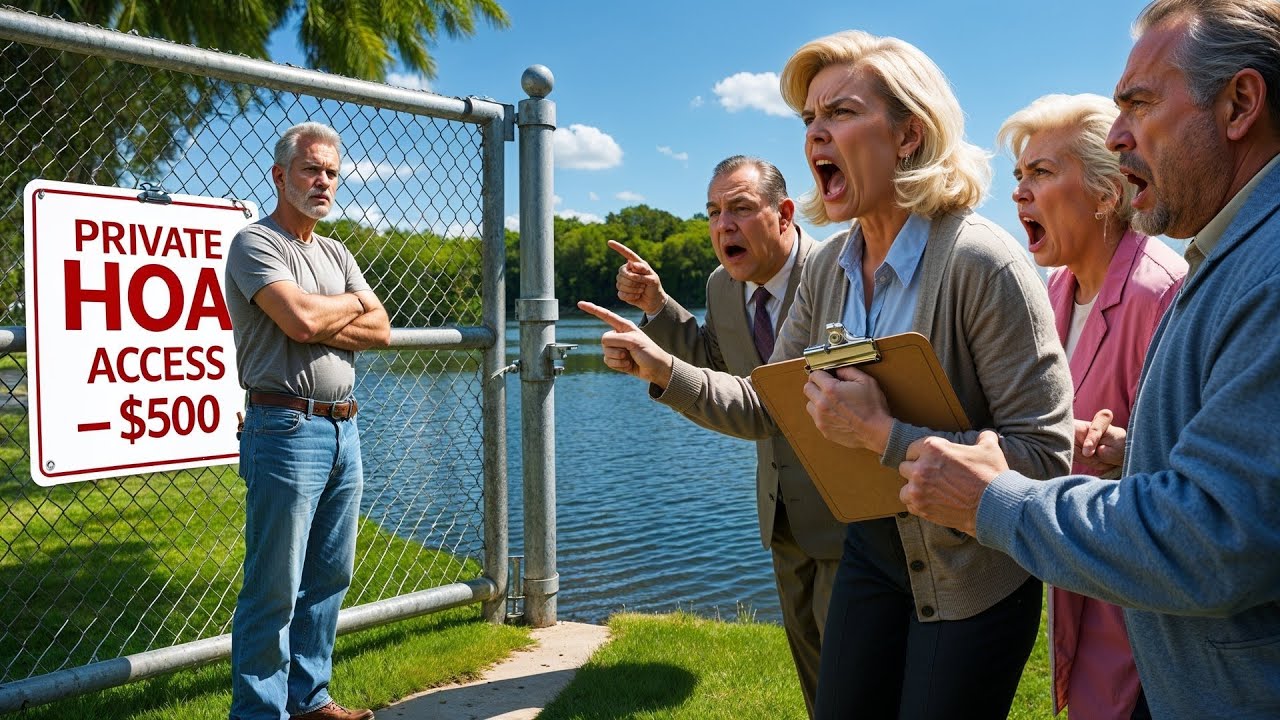 HOA Tried To Claim My Lake, I Locked The Gate And Put Up A Sign: “Private HOA Access — $500”
