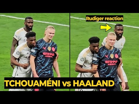 Rudiger reaction when Tchouaméni tried to copied his action to pocketing Haaland | Football News