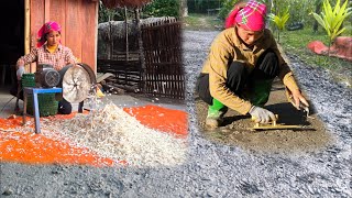 Download Lagu Single mother poured concrete into the gate of her house and then processed cassava into animal feed MP3