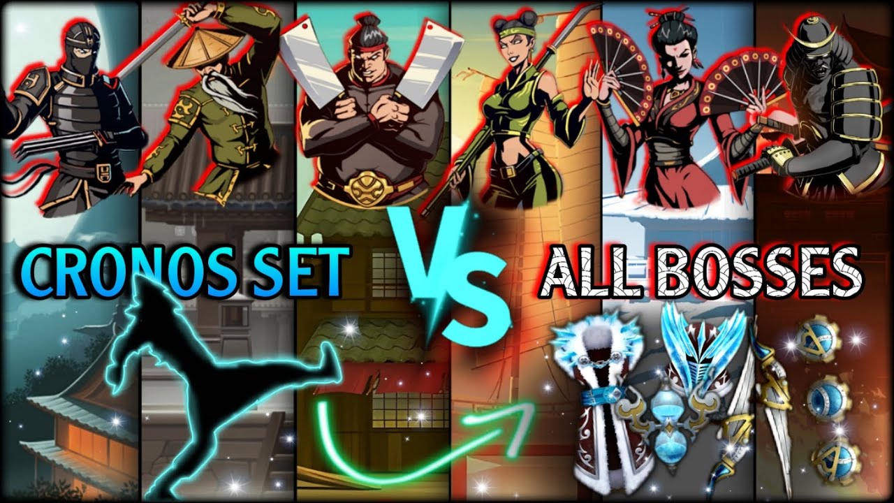 Shadow Fight 2: Chronos set Vs All Bosses + Gates of shadows || Time shift ❄⏳