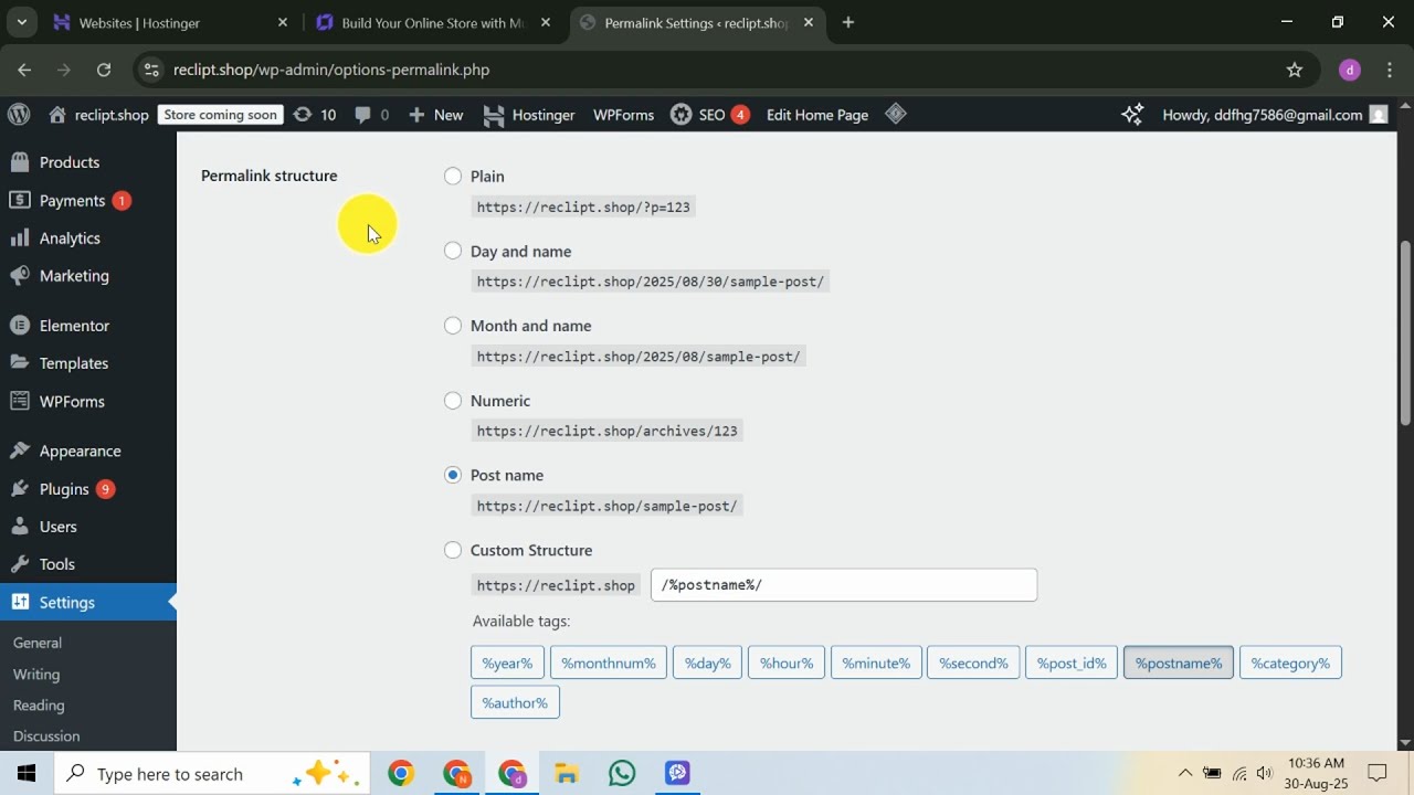 How to Change Permalink on Hostinger WordPress - YouTube