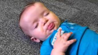 Baby blowing raspberries