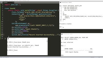 Java JDBC - INSERT, UPDATE, DELETE in Oracle using Procedure calling from Java Callable Statement