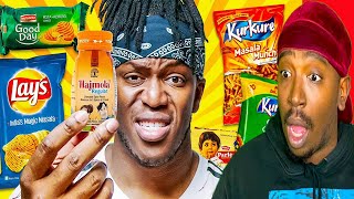 Reaction To KSI Tries INDIAN Snacks! | Mo Syed