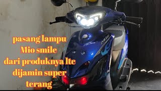 Pasang lampu depan mio smile produknya SCARLET LTC, gak kalah terang sama biled