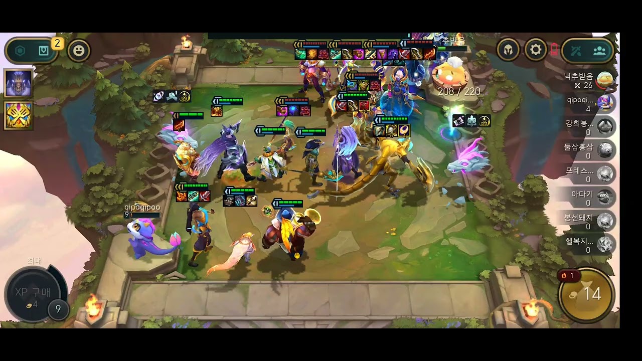 (모바일 롤체)3성 닐라로 피4에서 역전승(할뻔)