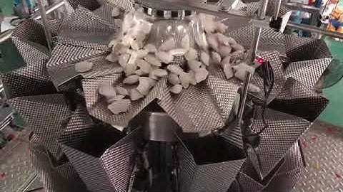 Full automatic Frozen dumplings packing machine with multiheads weigher dimple face plate