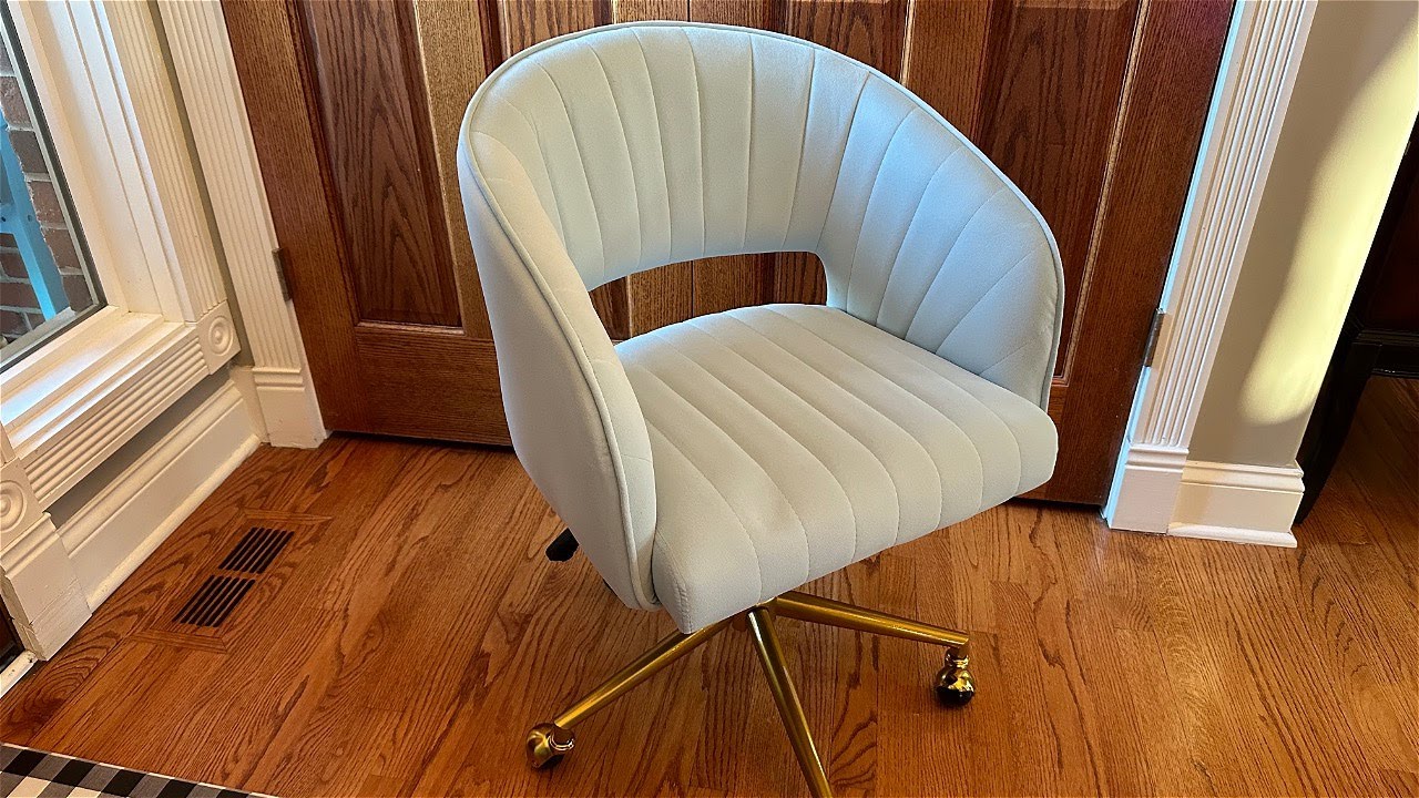 Review of Light Blue Swivel Office Chair with Gold Base