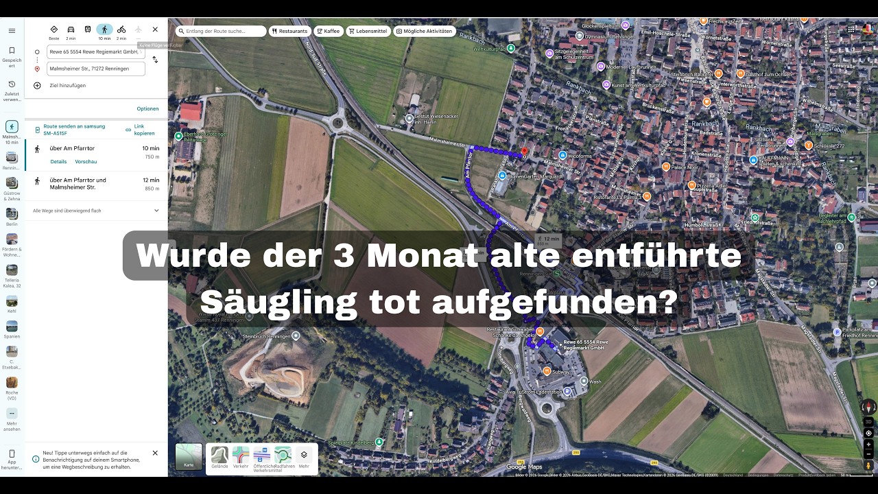Ein 3 Monat altes Baby wurde in Renningen vermisst, wahrscheinlich wurde es tot aufgefunden.