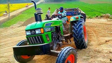 Eicher 557 Tractor Soil Loading and Unloading Over The Rough Hills Top Hills Digital Unload Facility