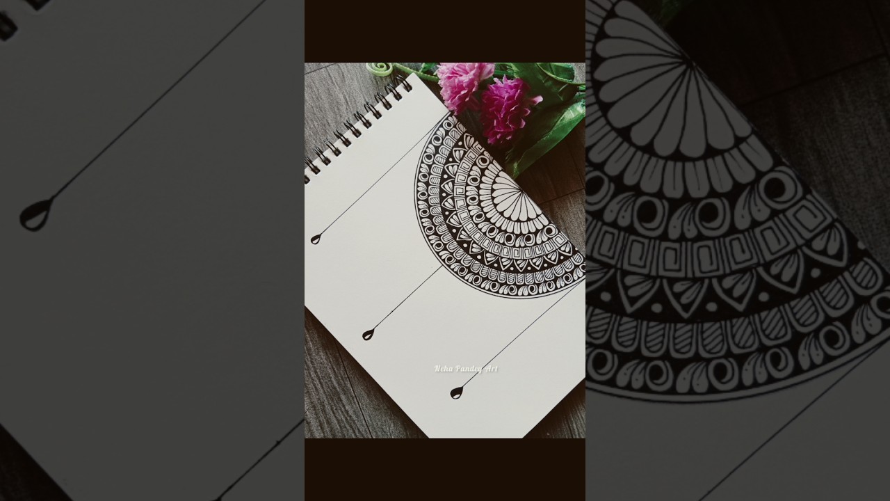 Half Mandala Drawing | Easy & Beautiful Design#art #drawing #mandalaart #halfmandala #short #viral