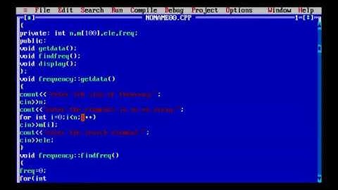finding the frequency of elements in array(II PUC 3rd lab program)