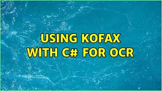 Using Kofax with C# for OCR