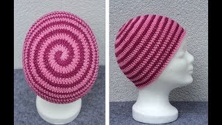 Crochet Spiral Hat - Beanie - two colored - Part 2 - YouTube