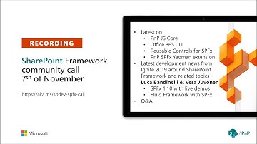 SharePoint PnP - SPFx & JavaScript SIG community call – 7th of November 2019
