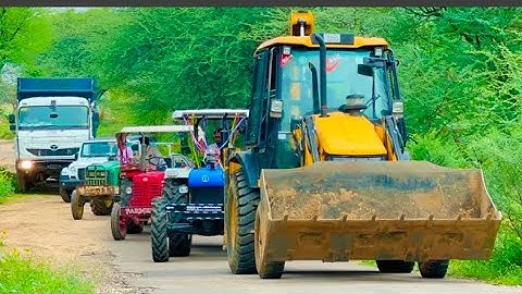 Jcb 3dx loading Mud in TATA Tippers Auto Tractors Swaraj 855 New Holland 3630 Tractor newjcb truck