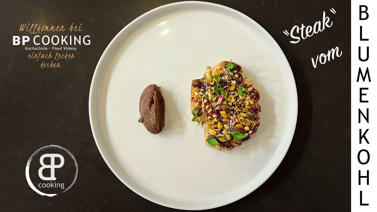 Mein Steak vom Blumenkohl als kleiner Zwischen- oder veganer Hauptgang mit intensiven Aromen!