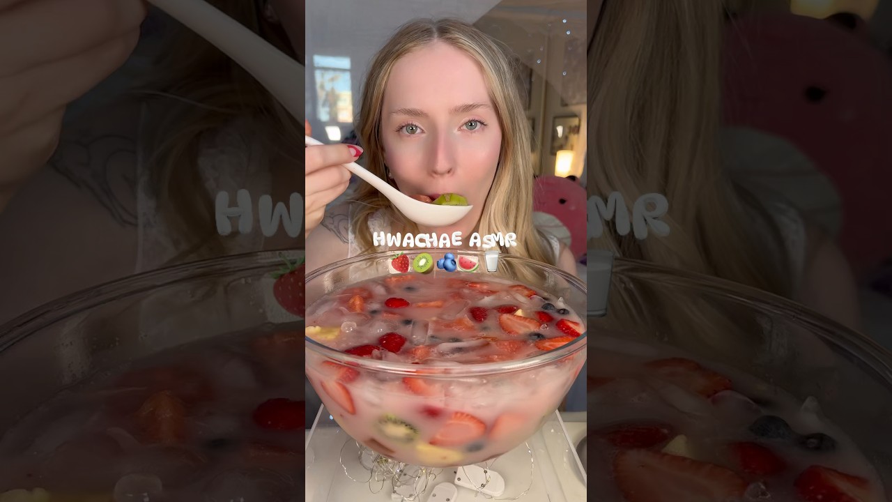 ASMR HWACHAE 🍓🫐🥛 no talking mukbang ☁️ 