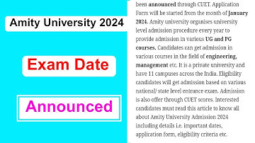 Amity University 2024 Exam Date Announced | Amity University Exam Date Full Details 2024