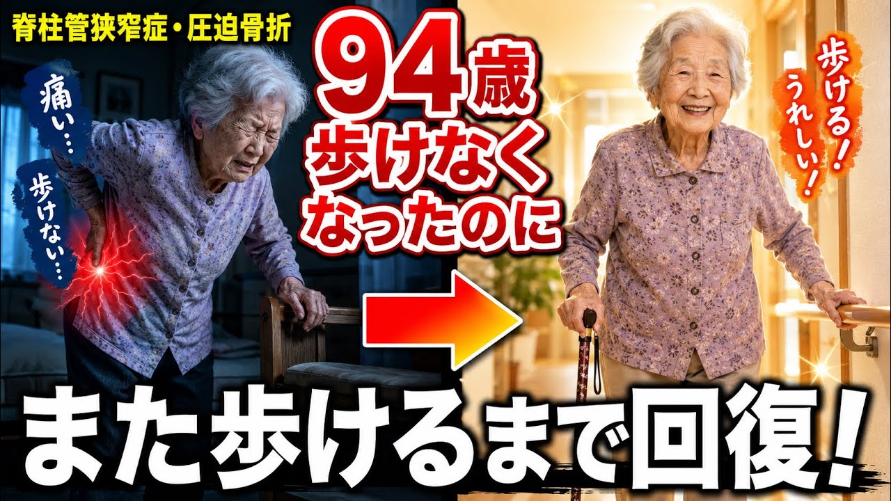 【94歳】脊柱管狭窄症と圧迫骨折で歩けなかった女性が、また歩けるまで回復した方法