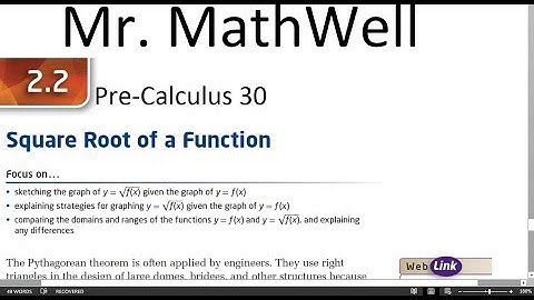 PC 30 2.2 Square Root functions of Non Linear graphs (2020)