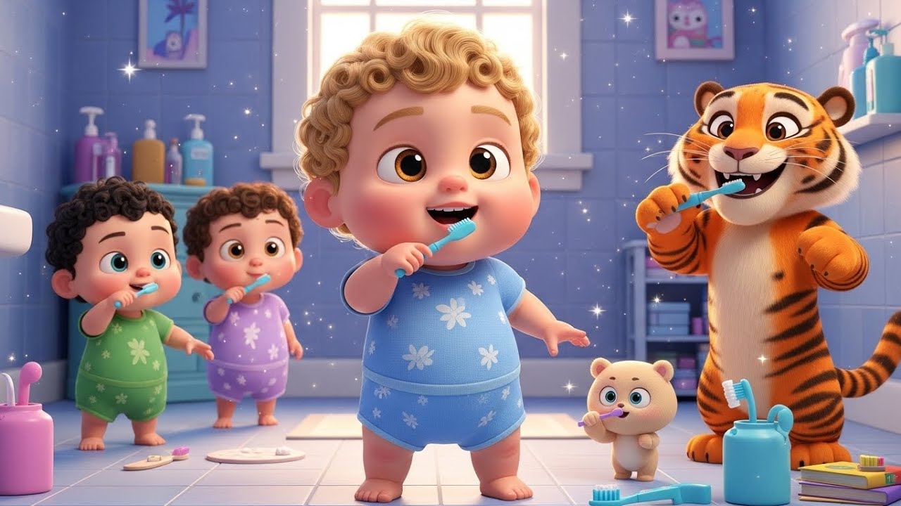 Sparkle Brush Time Fun 🪥✨ Fun Tooth Brushing Song for Kids | Healthy Routine Music