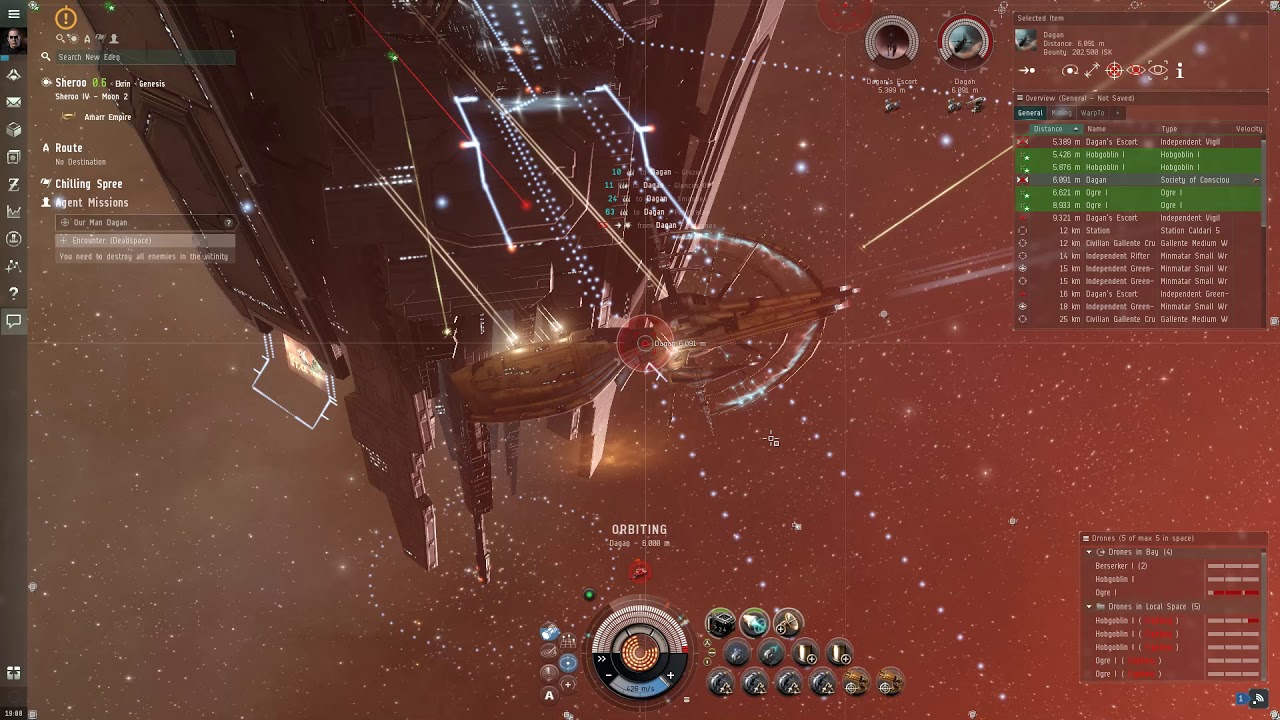 Eve Online 2020 Our Man Dagan Vexor Navy combat drone skill YouTube