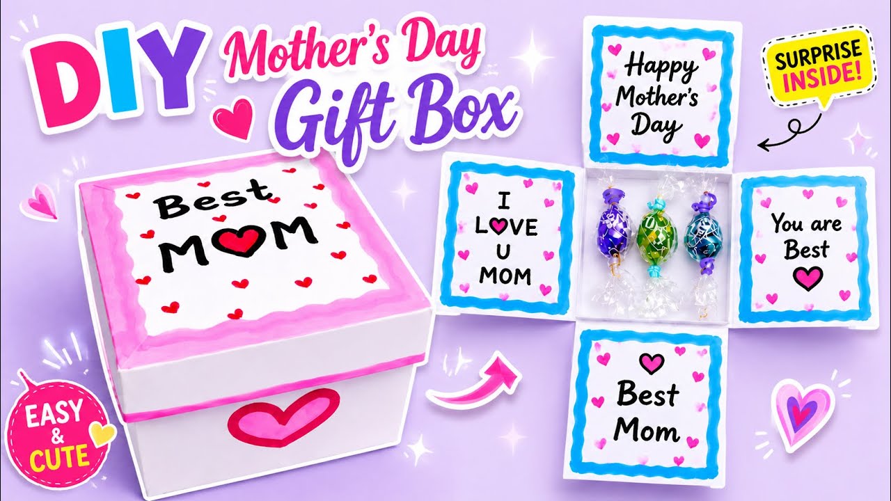😱 NO GLUE? DIY Mother's Day Explosion Box! (Only Paper) - YouTube