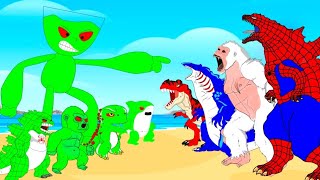 Team SPIDER GODZILLA, KONG, SHARKZILLA, DINOSAURS T-REX vs MONSTER RADIATION | Godzilla Cartoon