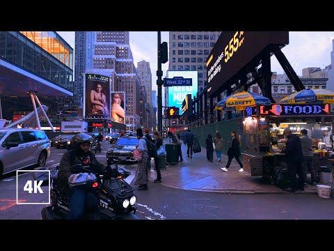 New York, Hoa Kỳ | Manhattan | Đi Bộ Thành Phố Ban Đêm 4K