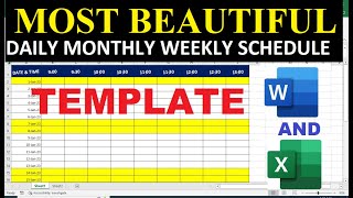 How To Make Schedule Daily Monthly Weekly in Excel and word | weekly planner templates