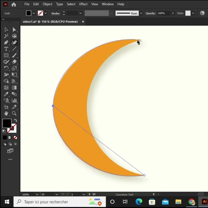 How to draw a crescent using the curvature tool in Adobe Illustrator ...