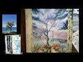 ACQUERELLO Albero e nuvole soggetto fantasy WATERCOLOR Tree &amp; Clouds fantasy subject demo tutorial