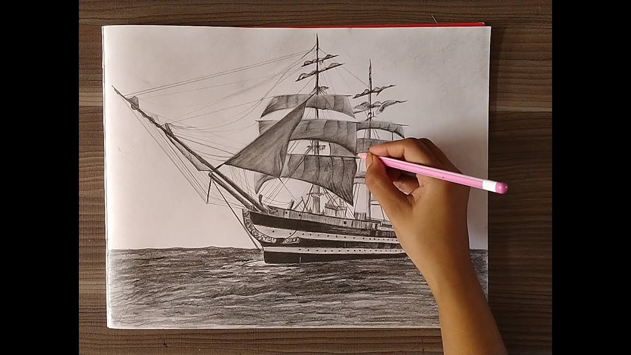 Yatch boat drawing with pen  step by step yatch boat drawing  really easy  to draw boat  YouTube