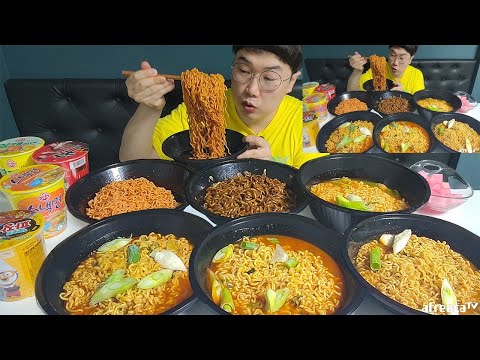 봉지라면6종6봉먹고.. 컵라면4종4봉 또묵자!! 젤 맛있는 라면은??