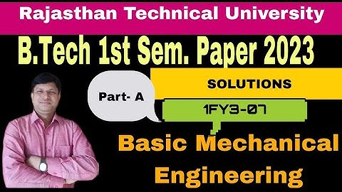 B. Tech 1st Sem Basic Mechanical Engineering paper 2023 Solutions (Part-A) (हिंदी)