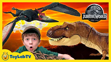 Jurassic World Fallen Kingdom Toys Indoraptor vs T-Rex Dinosaur, Pterano-Drone & Gyrosphere Blast