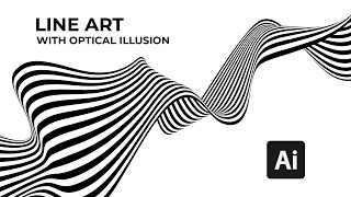 Create a dynamic 3D line wave art with optical illusion effect in Adobe Illustrator tutorial