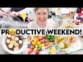 ✅ PRODUCTIVE WEEKEND PREP! 🍽 COOK + CLEAN WITH ME 🍎 BIG PRODUCE GROCERY HAUL + HOMEMADE HUMMUS