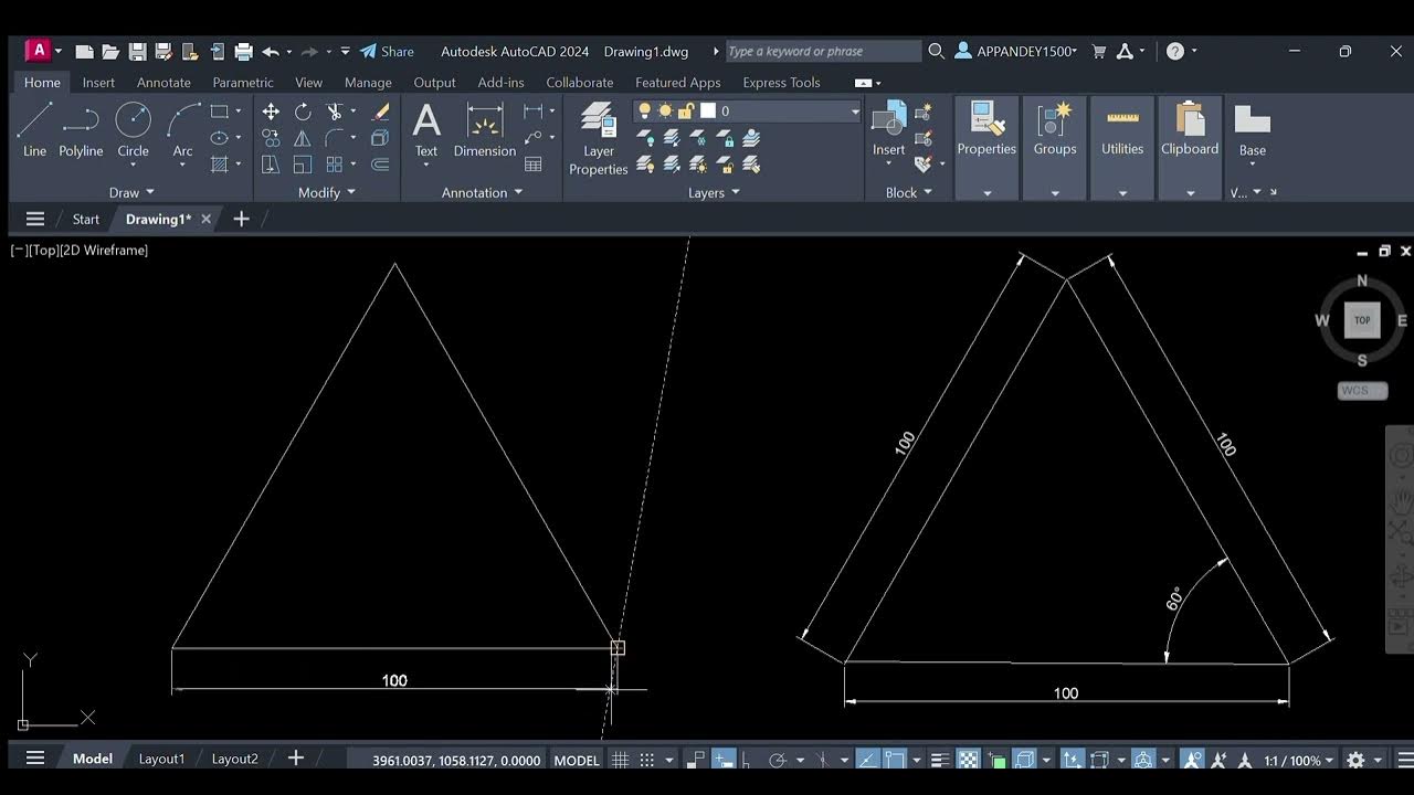 Autocad equilateral triangle how to draw equilateral triangle 