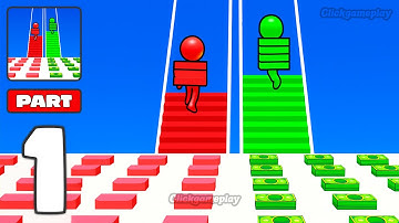 Bridge Race Gameplay Walkthrough Part 1 - Tutorial Racing Bridge Road (Android,iOS)