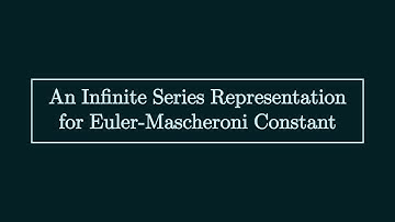 An Infinite Series Representation for Euler-Mascheroni Constant