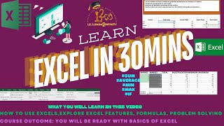 Excel Basic Tutorial in 30mins | Basics for Starting with Excel