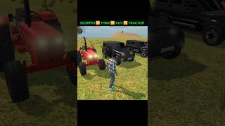 Scorpio 🆚️ Thar 🆚️ Xuv 🆚️ Tractor / indian vehicles simulator 3d #shorts #viral #youtubeshorts
