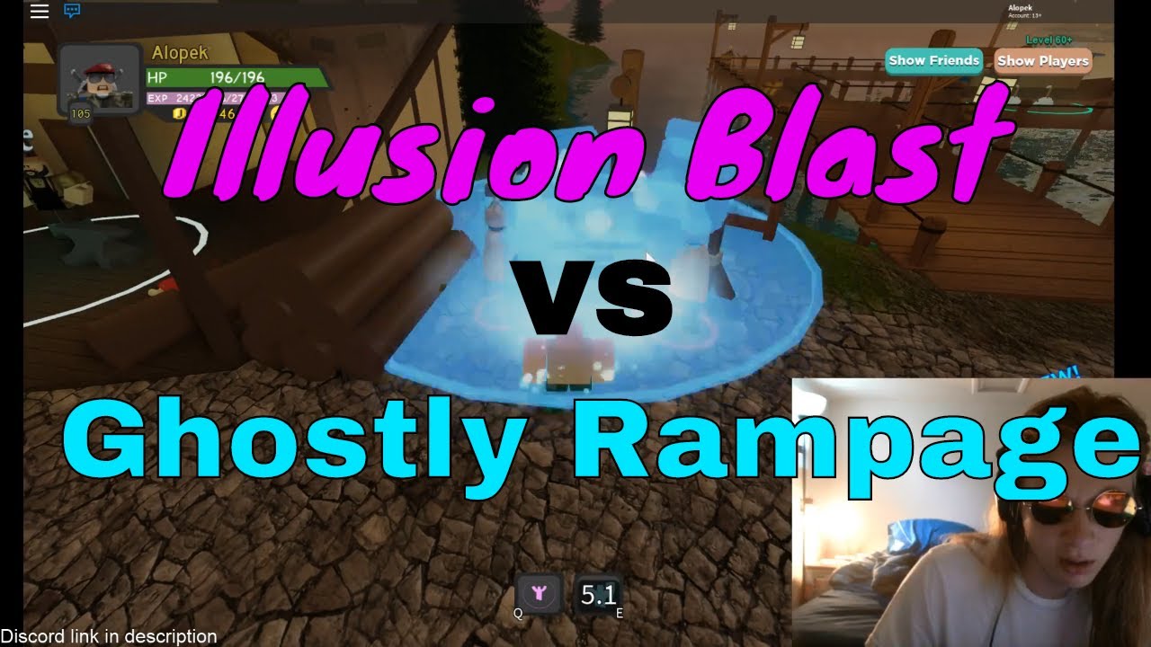 Illusion Blast Vs Ghostly Rampage In Dungeon Quest Roblox Youtube - getting skull flames roblox dungeon quest