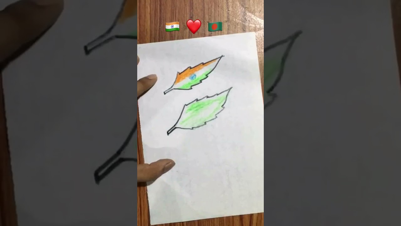 Drawing flag 🇮🇳❤️🇧🇩 with leaf 🍁 l how to draw flags 
