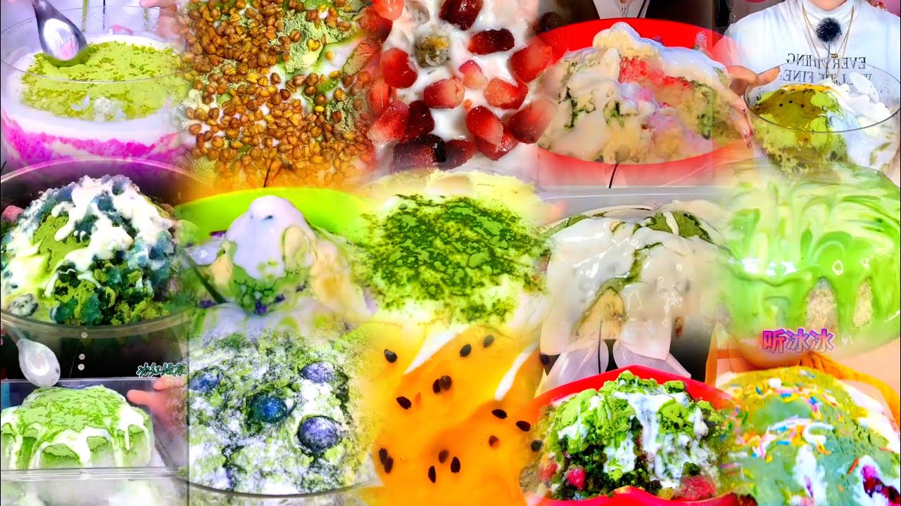 ICE EATING WITH MATCHA & YOGURT MIXED EATING ASMR COLLECTION 